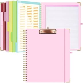 Ospelelf Clipboard with Storage 8.5 X 11，Padfolio Organizer, Spiral Portfolio Letter Size with Notepad, Pen Holder, 5 Extra Folder Divider Pages, Elastic Closure Nurse Office Essentials Daisy in Saudi Arabia