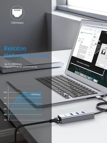 LENTION USB C Hub Ethernet Adapter, 3 USB 3.0 Ports, RJ45 Network Connector for 2023-2016 MacBook Pro, New Mac Air/iPad Pro, Chromebook, More, Stable Driver Certified (CB-C23s, Silver) in Saudi Arabia