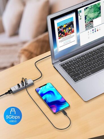LENTION USB C Hub Ethernet Adapter, 3 USB 3.0 Ports, RJ45 Network Connector for 2023-2016 MacBook Pro, New Mac Air/iPad Pro, Chromebook, More, Stable Driver Certified (CB-C23s, Silver) in Saudi Arabia