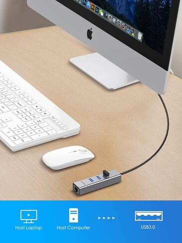 LENTION USB C Hub Ethernet Adapter, 3 USB 3.0 Ports, RJ45 Network Connector for 2023-2016 MacBook Pro, New Mac Air/iPad Pro, Chromebook, More, Stable Driver Certified (CB-C23s, Silver) in Saudi Arabia