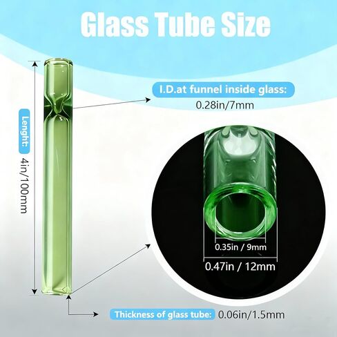 Rinercber 10 Pcs Borosilicate Blowing Tubes, 3.9 Inch Length, 7mm ID, 12mm OD, 2mm Wall Thickness - High Temp Resistant for Industrial, Laboratory, and Craft Projects, With Cleaning Brush in Saudi Arabia