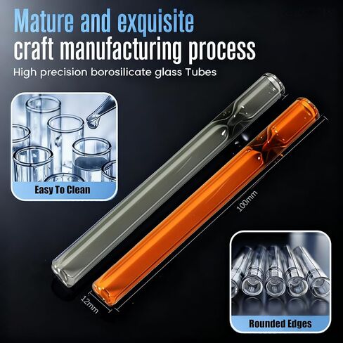 Rinercber 10 Pcs Borosilicate Blowing Tubes, 3.9 Inch Length, 7mm ID, 12mm OD, 2mm Wall Thickness - High Temp Resistant for Industrial, Laboratory, and Craft Projects, With Cleaning Brush in Saudi Arabia