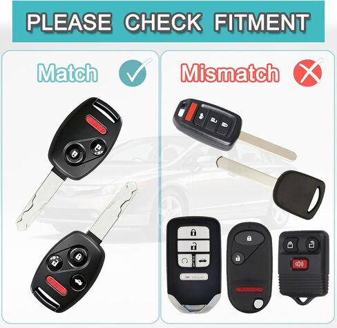 غطاء غطاء Key Fob متوافق مع Honda Accord 2003-2012، Civic EX 2006-2013، Pilot 2009-2015، CR-V 2005-2006 - متين ممتاز، مقاوم للخدش، القطع غير مطلوب (زر 4-أسود، 1) in Kuwait