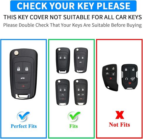 QBUC for Chevy Key Fob Cover with Keychain Soft TPU Compatible with 2010-2019 Chevy Equinox Malibu Impala Cruze Sonic Camaro 4-Buttons (Black with Pink Trim) in Kuwait