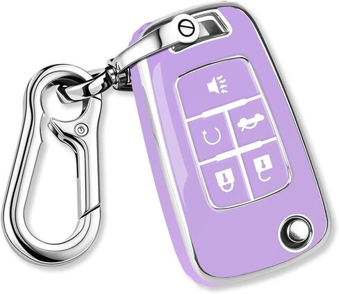 QBUC for Chevy Key Fob Cover with Keychain Soft TPU Compatible with 2010-2019 Chevy Equinox Malibu Impala Cruze Sonic Camaro 4-Buttons (Black with Pink Trim) in Kuwait