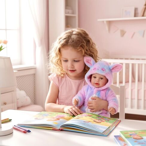 BABESIDE Reborn Baby Doll Clothes for 17-22 Inch Dolls, Pastel Bunny Hooded Doll Clothing with Snap-Front Closure, Reborn Baby Dolls Accessories for Dress-Up and Display in Kuwait