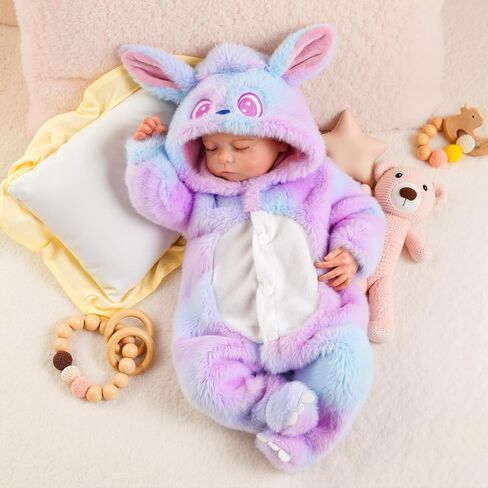 BABESIDE Reborn Baby Doll Clothes for 17-22 Inch Dolls, Pastel Bunny Hooded Doll Clothing with Snap-Front Closure, Reborn Baby Dolls Accessories for Dress-Up and Display in Kuwait