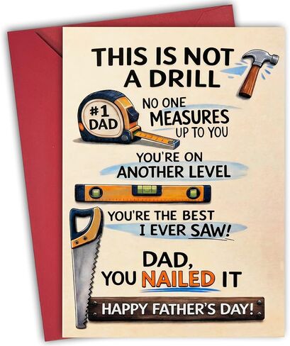 Funny Father’s Day Card for Dad from Daughter Son Kids, You Nailed It Dad Humorous Greeting Card, 5x7 Father’s Day Gift with Envelope in Saudi Arabia