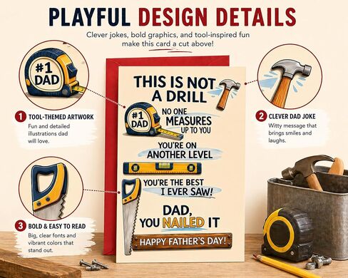 Funny Father’s Day Card for Dad from Daughter Son Kids, You Nailed It Dad Humorous Greeting Card, 5x7 Father’s Day Gift with Envelope in Saudi Arabia