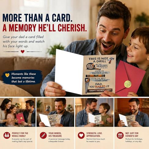 Funny Father’s Day Card for Dad from Daughter Son Kids, You Nailed It Dad Humorous Greeting Card, 5x7 Father’s Day Gift with Envelope in Saudi Arabia
