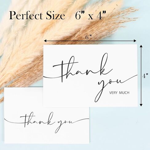 NESCCI 24 Pack Thank You Cards With Envelopes,4x6 Inch Minimalistic Design, Thank You Notes for Wedding,Bridal Shower, Business, Baby Shower, Small Business, Funeral, Graduation in Saudi Arabia