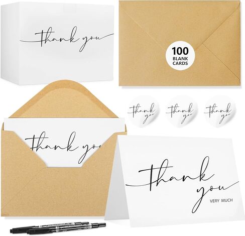 NESCCI 24 Pack Thank You Cards With Envelopes,4x6 Inch Minimalistic Design, Thank You Notes for Wedding,Bridal Shower, Business, Baby Shower, Small Business, Funeral, Graduation in Saudi Arabia