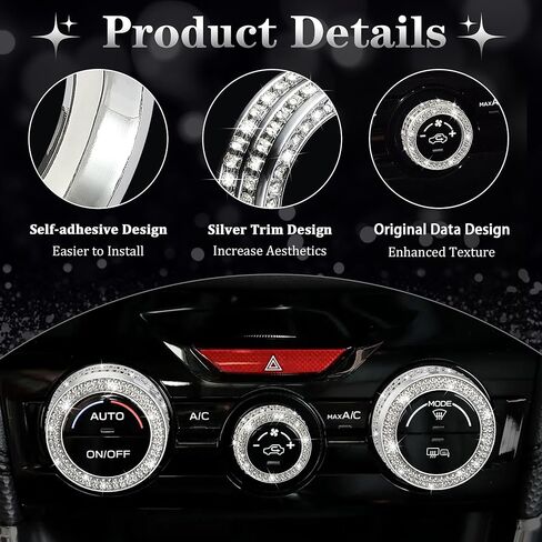 TOMALL Bling AC Air Conditioning Knob Button Cover Compatible with Subaru Forester 2019-2024, Impreza Crosstrek XV 2018-2023 Center Console AC Climate Knob Air Conditioner Switch Trim Car Accessories in Kuwait