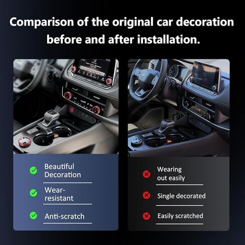 Auovo Volume/Tune A/C Knob Covers Compatible with 2021-2025 Nissan Rogue Accessories (with 8" Screen) Car Interior Trim Decorations A/C Switch Rings Volume Controller Rings in Kuwait