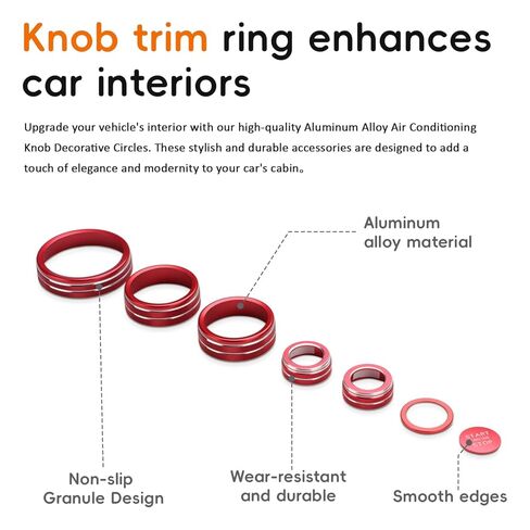 Auovo Volume/Tune A/C Knob Covers Compatible with 2021-2025 Nissan Rogue Accessories (with 8" Screen) Car Interior Trim Decorations A/C Switch Rings Volume Controller Rings in Kuwait