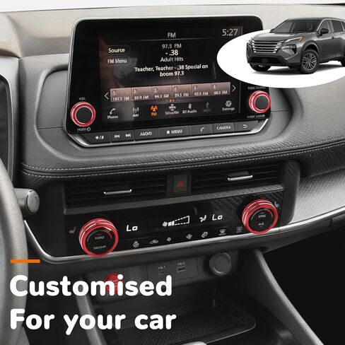 Auovo Volume/Tune A/C Knob Covers Compatible with 2021-2025 Nissan Rogue Accessories (with 8" Screen) Car Interior Trim Decorations A/C Switch Rings Volume Controller Rings in Kuwait