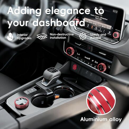 Auovo Volume/Tune A/C Knob Covers Compatible with 2021-2025 Nissan Rogue Accessories (with 8" Screen) Car Interior Trim Decorations A/C Switch Rings Volume Controller Rings in Kuwait