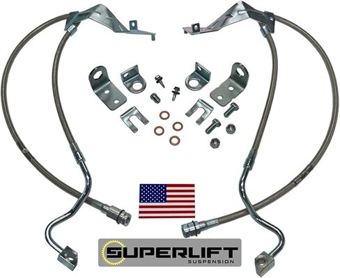 RealTruck SUPERLIFT SUSPENSION Brake Hose Kit for Ford F-250/F-350 | Front Bullet Proof Pair of Brake Hoses | 91520 | Fits 2005-2007 Ford F-250 / F-350 with 4-8" Lift Kit in Kuwait