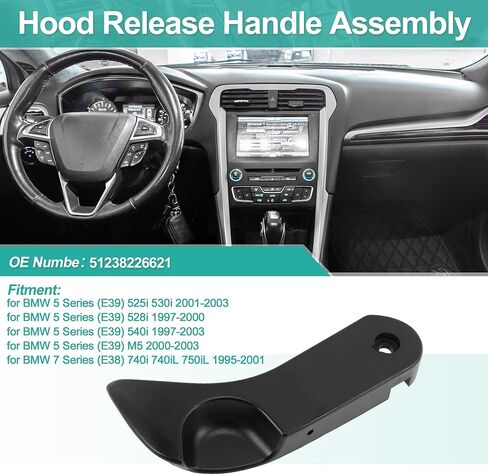 Hood Latch Release Handle for BMW 5 Series (E39) 525i 530i 2001-2003 for BMW 5 Series (E39) 528i 1997-2000 Hood Release Handle No.51238226621 in Kuwait