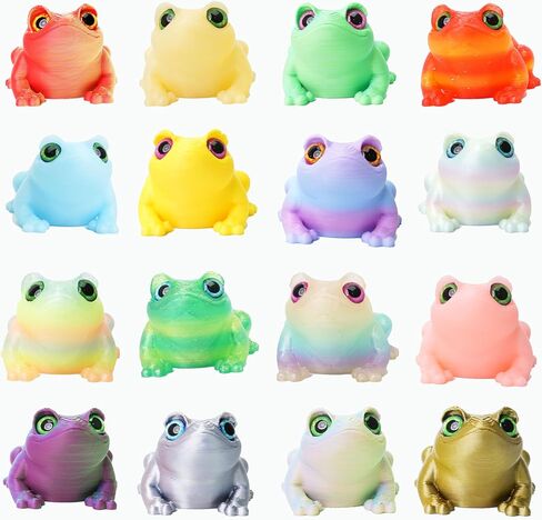 16Pcs Mini 3D Printed Frog Bulk, Articulated Frog Small Animal Figurines, 3D Printed Fidget Toys for Easter Basket Stuffers, Easter Egg Fillers for Kids, Desk Pets for Classroom Prizes in Saudi Arabia