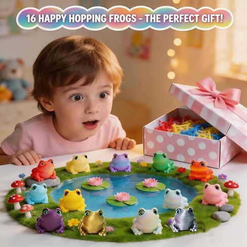16Pcs Mini 3D Printed Frog Bulk, Articulated Frog Small Animal Figurines, 3D Printed Fidget Toys for Easter Basket Stuffers, Easter Egg Fillers for Kids, Desk Pets for Classroom Prizes in Saudi Arabia