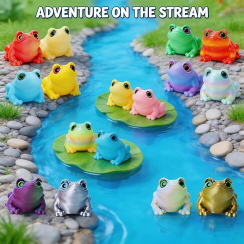 16Pcs Mini 3D Printed Frog Bulk, Articulated Frog Small Animal Figurines, 3D Printed Fidget Toys for Easter Basket Stuffers, Easter Egg Fillers for Kids, Desk Pets for Classroom Prizes in Saudi Arabia