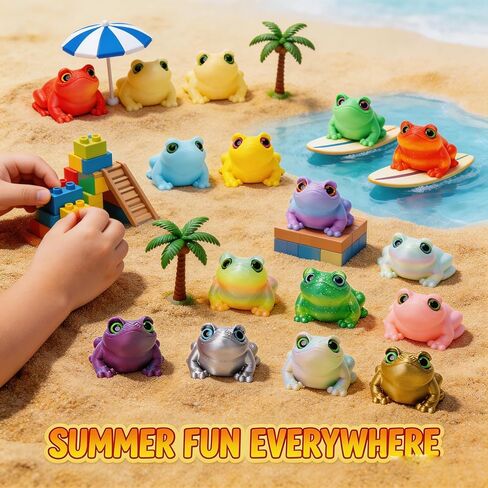 16Pcs Mini 3D Printed Frog Bulk, Articulated Frog Small Animal Figurines, 3D Printed Fidget Toys for Easter Basket Stuffers, Easter Egg Fillers for Kids, Desk Pets for Classroom Prizes in Saudi Arabia