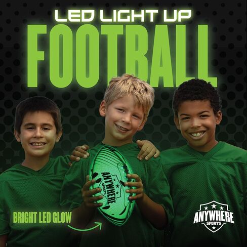 Anywhere Sports Pro Glow Light-Up Football for Kids – 6 Inch Junior Size Soft Touch Rubber Ball with Rechargeable LED Lights, USB Charging Cable, Indoor Outdoor Night Play Toy in Saudi Arabia
