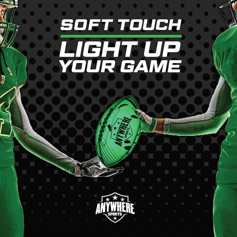 Anywhere Sports Pro Glow Light-Up Football for Kids – 6 Inch Junior Size Soft Touch Rubber Ball with Rechargeable LED Lights, USB Charging Cable, Indoor Outdoor Night Play Toy in Saudi Arabia