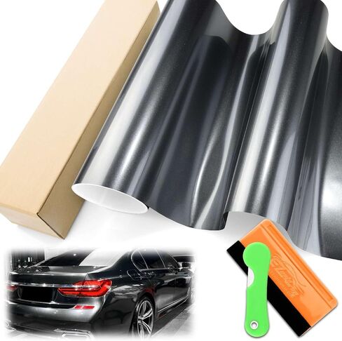 Super Gloss Metallic Charcoal Gray Automotive Vinyl Wrap Car Vehicle Bubble Free Air Release 12"x60" (1FTx5FT) in Kuwait