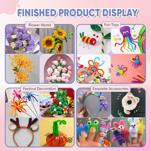 400 PCS Pipe Cleaners Bulk, 20 Colors Creative Chenille Stems Pipe Cleaners Craft, Pipe Cleaners for Crafts, Flowers, Art Projects, DIY Room Decor,Christmas Decorations in Saudi Arabia