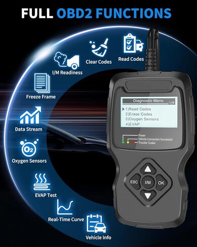 Car OBD2 Scanner, OBD2 Scanner Diagnostic Code Reader Tool with I/M Readiness, Data Stream, Battery Tester, Check Engine Light with Reset, OBDII/EOBD Car Diagnostic Scanner for All Vehicles After 1996 in Saudi Arabia