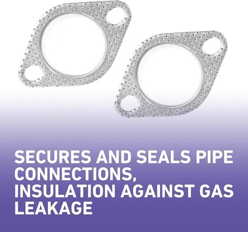 2Pcs Car Exhaust Gasket, 2 Inch 2-Bolt Exhaust Flange Gasket, Sealing Exhaust Pipe Flange Gaskets Replacement, HighTemperature Resistant Anti Leakage, Universal Car Accessories(Silver) in Kuwait