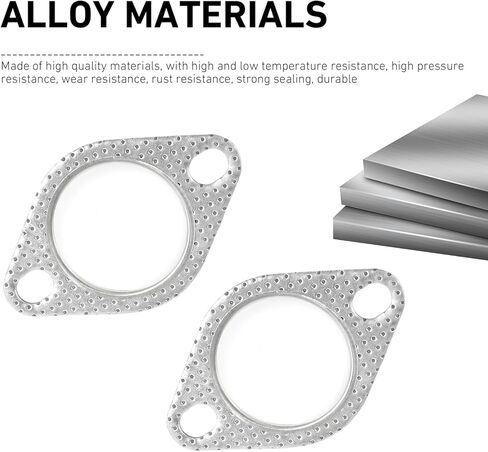 2Pcs Car Exhaust Gasket, 2 Inch 2-Bolt Exhaust Flange Gasket, Sealing Exhaust Pipe Flange Gaskets Replacement, HighTemperature Resistant Anti Leakage, Universal Car Accessories(Silver) in Kuwait