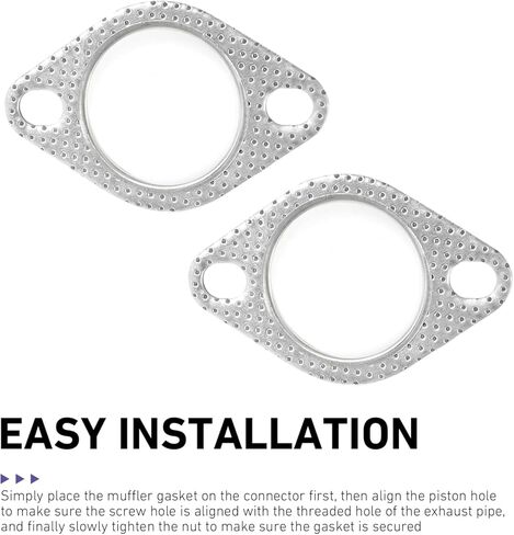 2Pcs Car Exhaust Gasket, 2 Inch 2-Bolt Exhaust Flange Gasket, Sealing Exhaust Pipe Flange Gaskets Replacement, HighTemperature Resistant Anti Leakage, Universal Car Accessories(Silver) in Kuwait