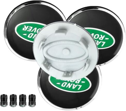 4PCS Wheel Center Cap Covers with 4PCS Tire Valve Stem Caps Covers Trim (Green+Black) in Saudi Arabia