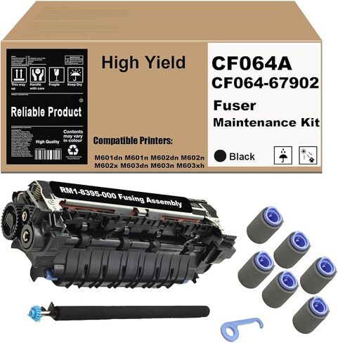 مجموعة صيانة المصهر CF064A-AP CF064-67902 متوافقة مع طابعات السلسلة 600، M601/M602/M603، تتضمن مجموعة الصهر RM1-8395-000، وبكرة نقل RM1-8491-000 وصينية 1-4 بكرات (110 فولت) in Kuwait
