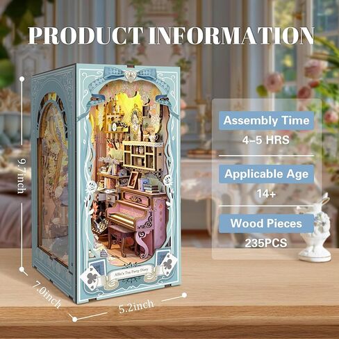 Allie's Tea Party Diary Book Nook Kits for Adults, DIY Booknook with LED Lights, Miniature House Kit Bookshelf Decor, Creative Gifts for Hobbyists in Saudi Arabia