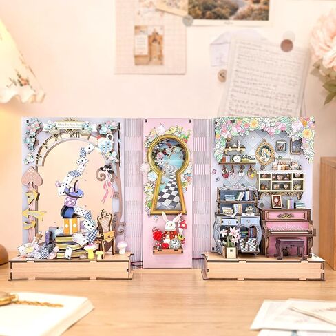 Allie's Tea Party Diary Book Nook Kits for Adults, DIY Booknook with LED Lights, Miniature House Kit Bookshelf Decor, Creative Gifts for Hobbyists in Saudi Arabia