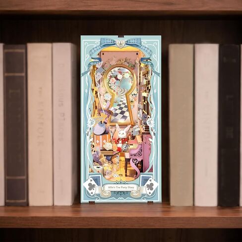 Allie's Tea Party Diary Book Nook Kits for Adults, DIY Booknook with LED Lights, Miniature House Kit Bookshelf Decor, Creative Gifts for Hobbyists in Saudi Arabia