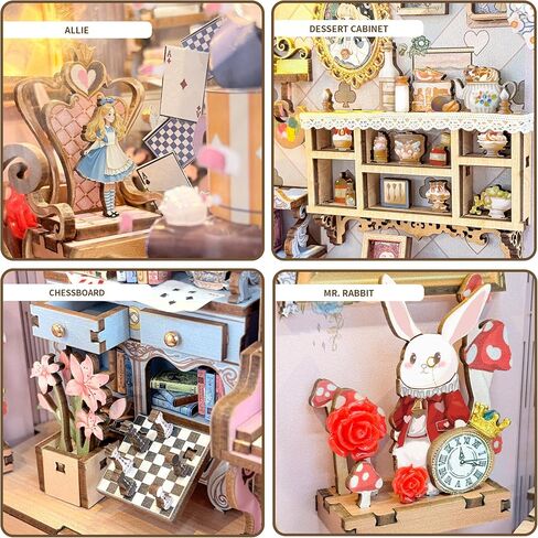 Allie's Tea Party Diary Book Nook Kits for Adults, DIY Booknook with LED Lights, Miniature House Kit Bookshelf Decor, Creative Gifts for Hobbyists in Saudi Arabia
