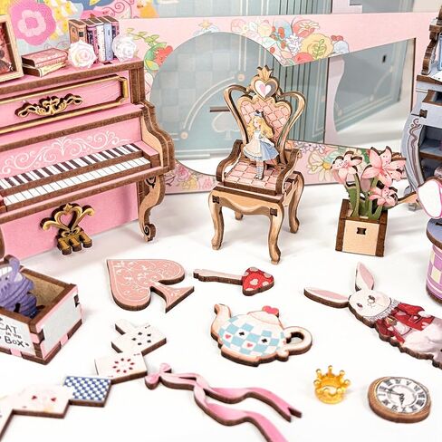 Allie's Tea Party Diary Book Nook Kits for Adults, DIY Booknook with LED Lights, Miniature House Kit Bookshelf Decor, Creative Gifts for Hobbyists in Saudi Arabia