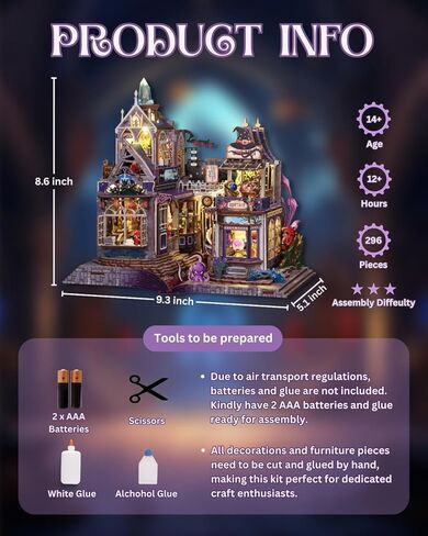 Mystic Gateway DIY Miniature House Kit with LED Light – Magic Store Dollhouse Craft Kit – 3D Wooden Puzzles Tiny House Book Nook Halloween Birthday for Adults in Saudi Arabia