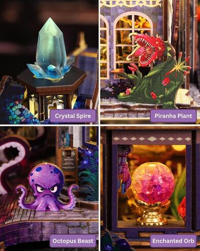 Mystic Gateway DIY Miniature House Kit with LED Light – Magic Store Dollhouse Craft Kit – 3D Wooden Puzzles Tiny House Book Nook Halloween Birthday for Adults in Saudi Arabia