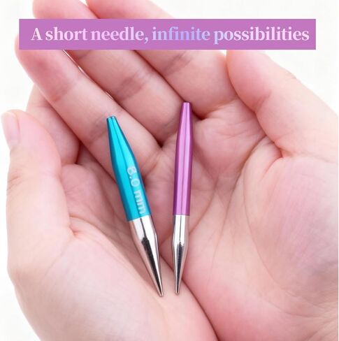 Weabetfu Interchangeable Circular Knitting Needles Set 12 Pairs Shorties Knitting Needles 3.0-8.0mm,2 Inch Aluminum Short Circular Needles with 360° Swivel Cables for Socks,Sleeves & Small Projects in Kuwait
