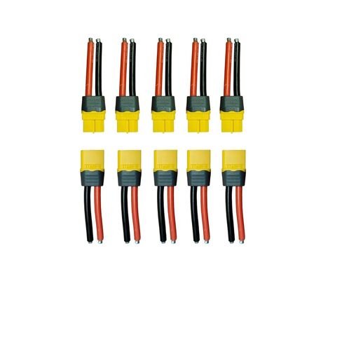 XT60 Connector Plug Cable Kit - 10-Piece Female and Male Assemblies with 12 AWG Silicone Cables in Saudi Arabia