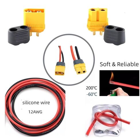 XT60 Connector Plug Cable Kit - 10-Piece Female and Male Assemblies with 12 AWG Silicone Cables in Saudi Arabia