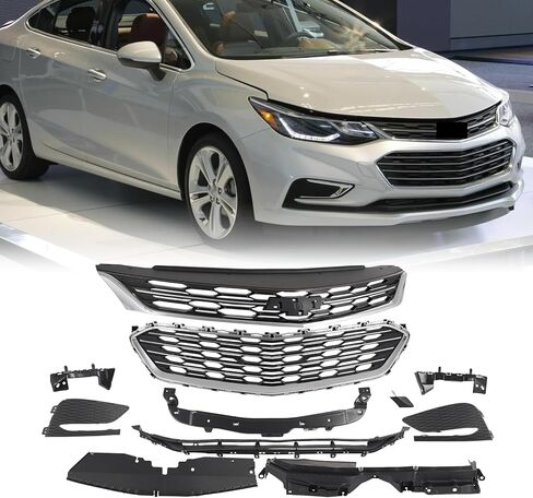 11PC Front Honeycomb Bumper Grille Grill Compatible with 2016-2018 Chevrolet Cruze LS LT LTZ, Replacement for 84212683, 23382430 in Kuwait