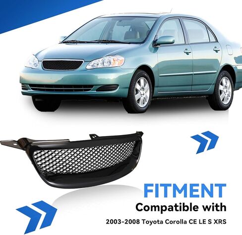 Front Grille Compatible with Toyota Corolla CE LE S XRS 2003 2004 2005 2006 2007 2008 Hood Mesh Grille Upgraded Version ABS Plastic Front Bumper Grill Direct Replacement in Saudi Arabia