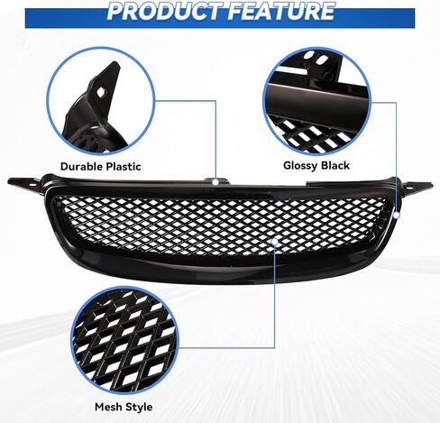 Front Grille Compatible with Toyota Corolla CE LE S XRS 2003 2004 2005 2006 2007 2008 Hood Mesh Grille Upgraded Version ABS Plastic Front Bumper Grill Direct Replacement in Saudi Arabia